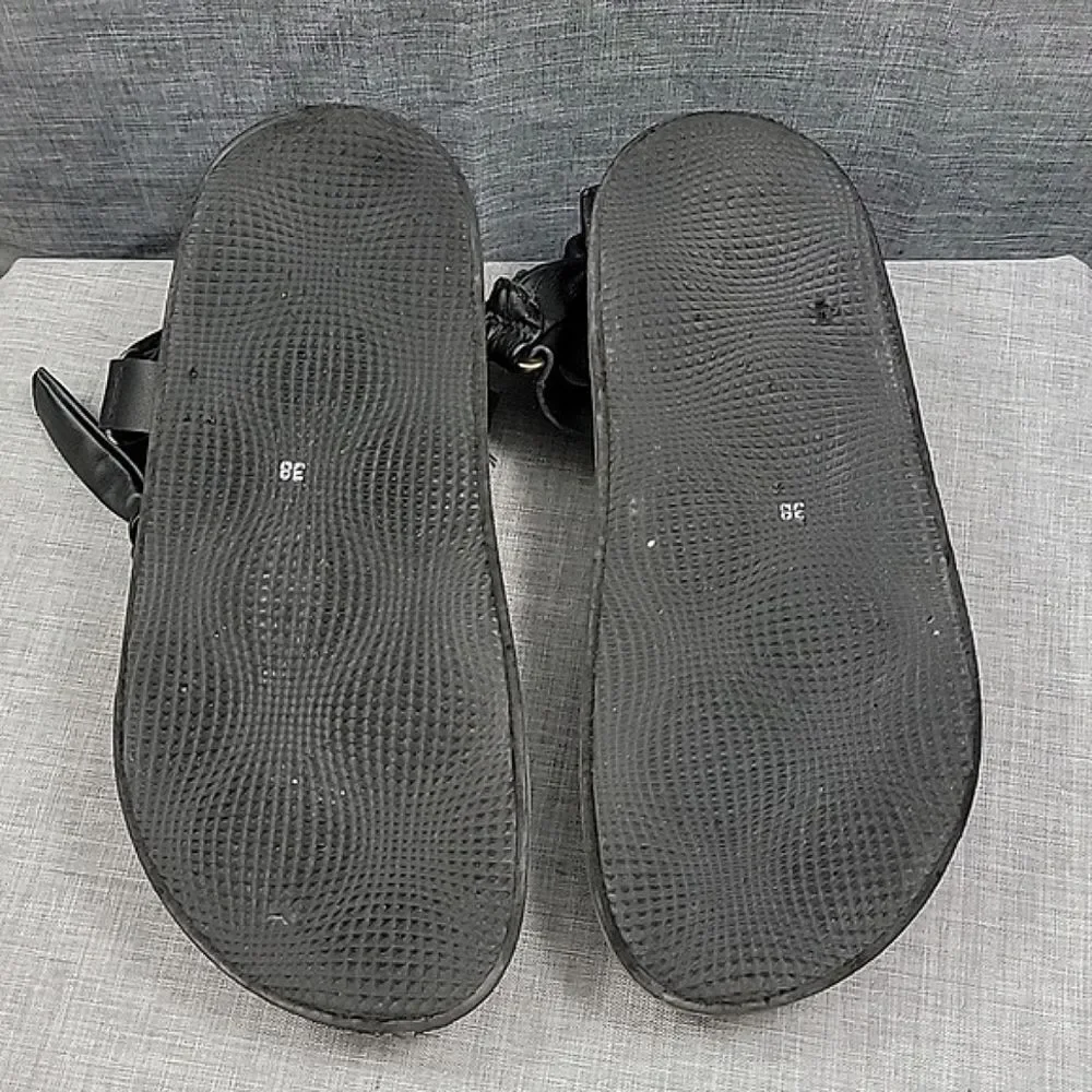 ALOHAS Women's Tied Together Black Leather Sandals SZ 38EUR 7 -7.5US